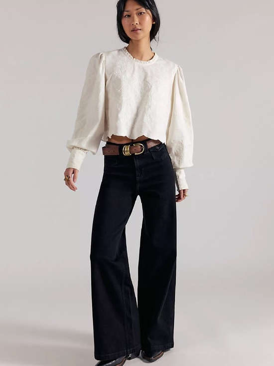 Free People Denim - Free People Black Wide Leg Jeans